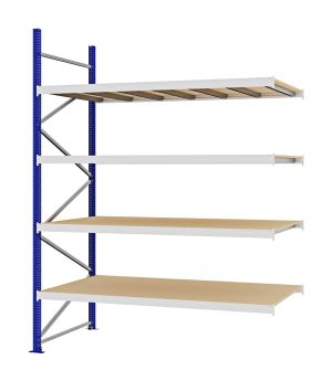 Weitspannregal Anbauregal FORTIS, 3.000×2.250×1.000 mm, Spanplatte