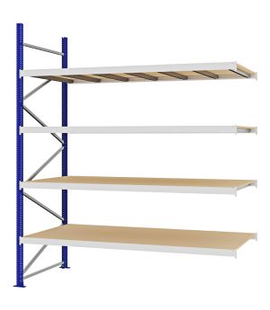 Weitspannregal Anbauregal FORTIS, 3.000×2.500×1.000 mm, Spanplatte