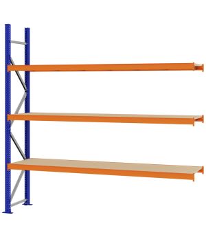 Weitspannregal Anbauregal FORTIS, 2.500×2.500×500 mm, Spanplatte