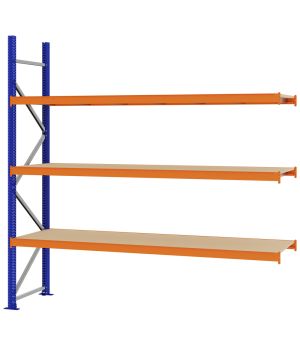 Weitspannregal Anbauregal FORTIS, 2.500×2.500×600 mm, Spanplatte