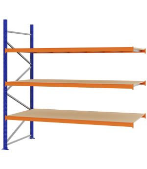 Weitspannregal Anbauregal FORTIS, 2.500×2.500×1.000 mm, Spanplatte