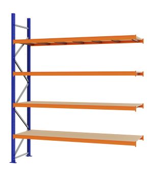Weitspannregal Anbauregal FORTIS, 3.000×2.500×600 mm, Spanplatte