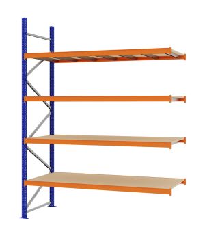 Weitspannregal Anbauregal FORTIS, 3.000×2.250×800 mm, Spanplatte