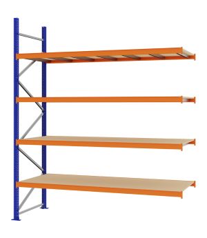 Weitspannregal Anbauregal FORTIS, 3.000×2.500×800 mm, Spanplatte