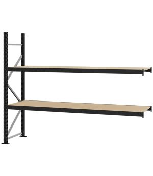Weitspannregal Anbauregal FORTIS, 2.000×2.500×600 mm, Spanplatte