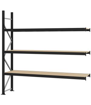 Weitspannregal Anbauregal FORTIS, 2.500×2.500×500 mm, Spanplatte