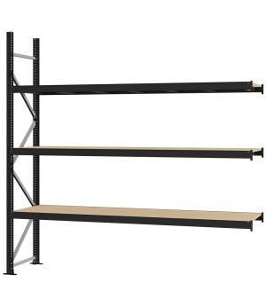 Weitspannregal Anbauregal FORTIS, 2.500×2.500×600 mm, Spanplatte