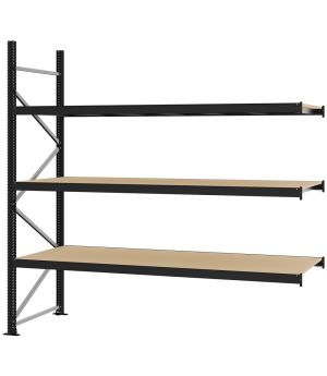 Weitspannregal Anbauregal FORTIS, 2.500×2.500×800 mm, Spanplatte