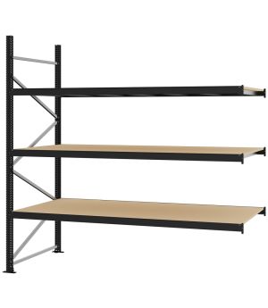 Weitspannregal Anbauregal FORTIS, 2.500×2.500×1.000 mm, Spanplatte