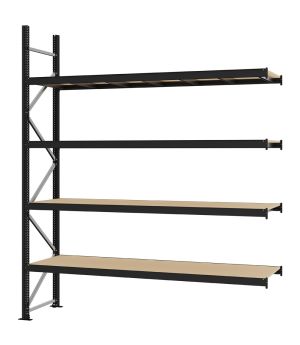 Weitspannregal Anbauregal FORTIS, 3.000×2.500×600 mm, Spanplatte