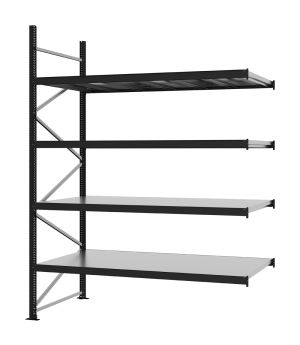 Weitspannregal Anbauregal FORTIS, 3.000×2.250×1.000 mm, verzinkt