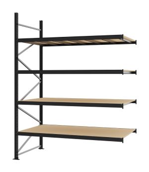 Weitspannregal Anbauregal FORTIS, 3.000×2.250×1.000 mm, Spanplatte