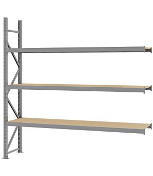 Weitspannregal Anbauregal FORTIS, 2.500×2.500×500 mm, Spanplatte
