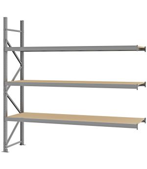 Weitspannregal Anbauregal FORTIS, 2.500×2.500×600 mm, Spanplatte