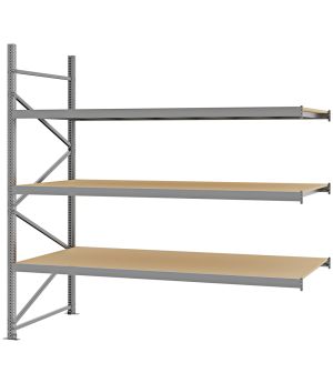 Weitspannregal Anbauregal FORTIS, 2.500×2.500×1.000 mm, Spanplatte