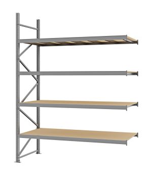 Weitspannregal Anbauregal FORTIS, 3.000×2.250×800 mm, Spanplatte