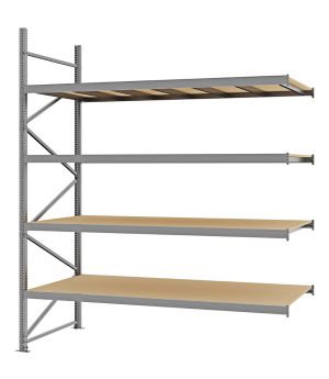 Weitspannregal Anbauregal FORTIS, 3.000×2.500×1.000 mm, Spanplatte