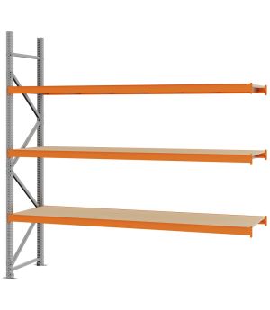 Weitspannregal Anbauregal FORTIS, 2.500×2.500×600 mm, Spanplatte