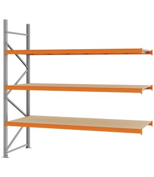 Weitspannregal Anbauregal FORTIS, 2.500×2.500×800 mm, Spanplatte