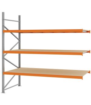 Weitspannregal Anbauregal FORTIS, 2.500×2.500×1.000 mm, Spanplatte