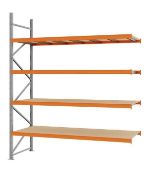 Weitspannregal Anbauregal FORTIS, 3.000×2.500×800 mm, Spanplatte
