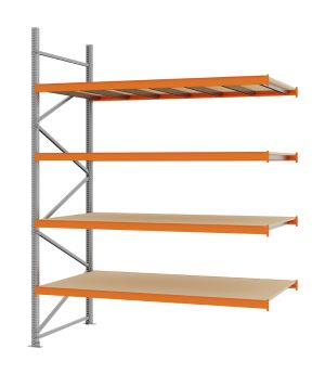 Weitspannregal Anbauregal FORTIS, 3.000×2.250×1.000 mm, Spanplatte
