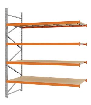 Weitspannregal Anbauregal FORTIS, 3.000×2.500×1.000 mm, Spanplatte