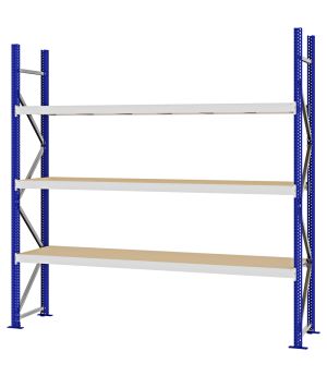 Weitspannregal Grundregal FORTIS, 2.500×2.500×500 mm, Spanplatte