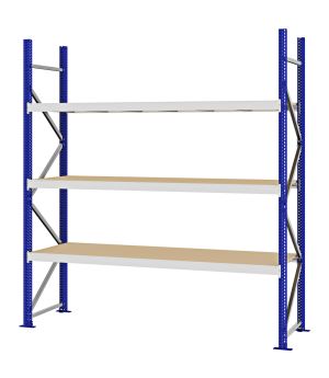 Weitspannregal Grundregal FORTIS, 2.500×2.250×600 mm, Spanplatte