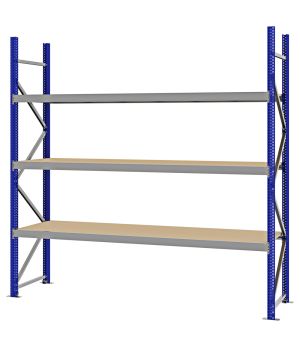 Weitspannregal Grundregal FORTIS, 2.500×2.500×600 mm, Spanplatte