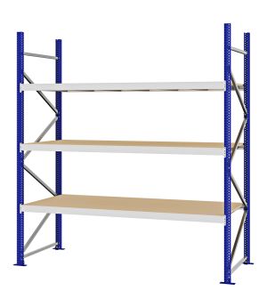 Weitspannregal Grundregal FORTIS, 2.500×2.250×800 mm, Spanplatte