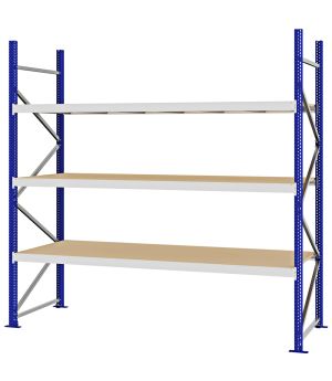 Weitspannregal Grundregal FORTIS, 2.500×2.500×800 mm, Spanplatte