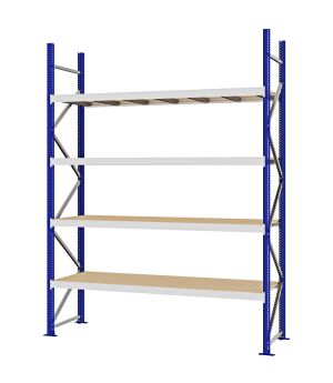 Weitspannregal Grundregal FORTIS, 3.000×2.250×600 mm, Spanplatte