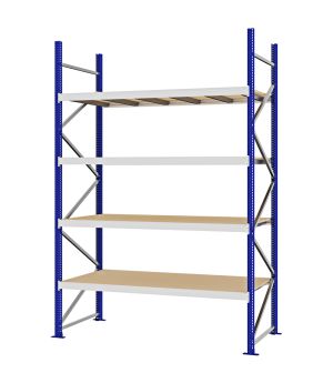 Weitspannregal Grundregal FORTIS, 3.000×2.000×800 mm, Spanplatte