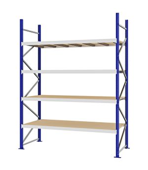 Weitspannregal Grundregal FORTIS, 3.000×2.250×800 mm, Spanplatte