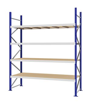 Weitspannregal Grundregal FORTIS, 3.000×2.500×800 mm, Spanplatte