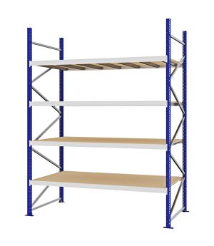 Weitspannregal Grundregal FORTIS, 3.000×2.250×1.000 mm, Spanplatte