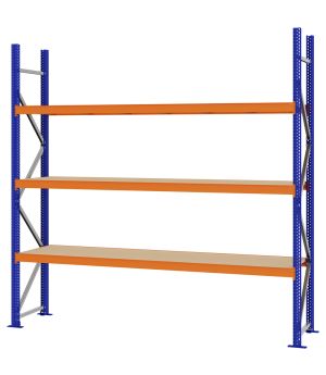 Weitspannregal Grundregal FORTIS, 2.500×2.500×500 mm, Spanplatte