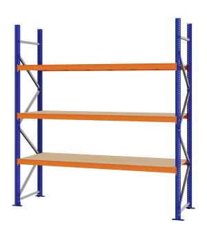 Weitspannregal Grundregal FORTIS, 2.500×2.250×600 mm, Spanplatte