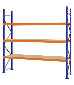 Weitspannregal Grundregal FORTIS, 2.500×2.500×600 mm, Spanplatte