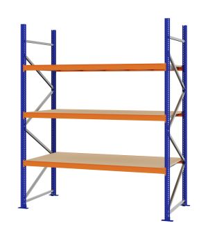 Weitspannregal Grundregal FORTIS, 2.500×2.000×800 mm, Spanplatte