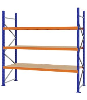 Weitspannregal Grundregal FORTIS, 2.500×2.500×800 mm, Spanplatte