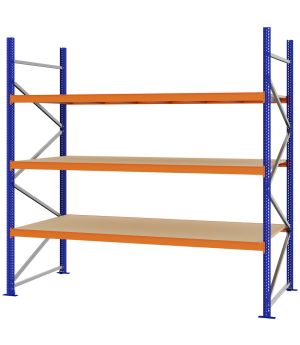 Weitspannregal Grundregal FORTIS, 2.500×2.500×1.000 mm, Spanplatte