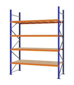 Weitspannregal Grundregal FORTIS, 3.000×2.250×800 mm, Spanplatte