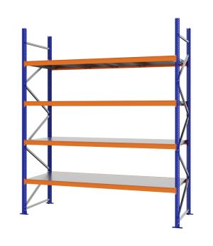 Weitspannregal Grundregal FORTIS, 3.000×2.500×800 mm, verzinkt