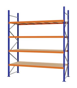 Weitspannregal Grundregal FORTIS, 3.000×2.500×800 mm, Spanplatte