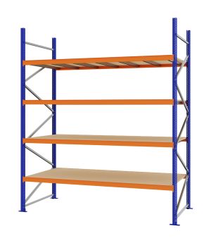 Weitspannregal Grundregal FORTIS, 3.000×2.500×1.000 mm, Spanplatte