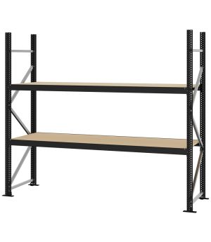 Weitspannregal Grundregal FORTIS, 2.000×2.250×600 mm, Spanplatte