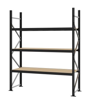 Weitspannregal Grundregal FORTIS, 2.500×2.000×600 mm, Spanplatte