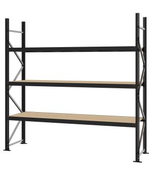 Weitspannregal Grundregal FORTIS, 2.500×2.500×600 mm, Spanplatte